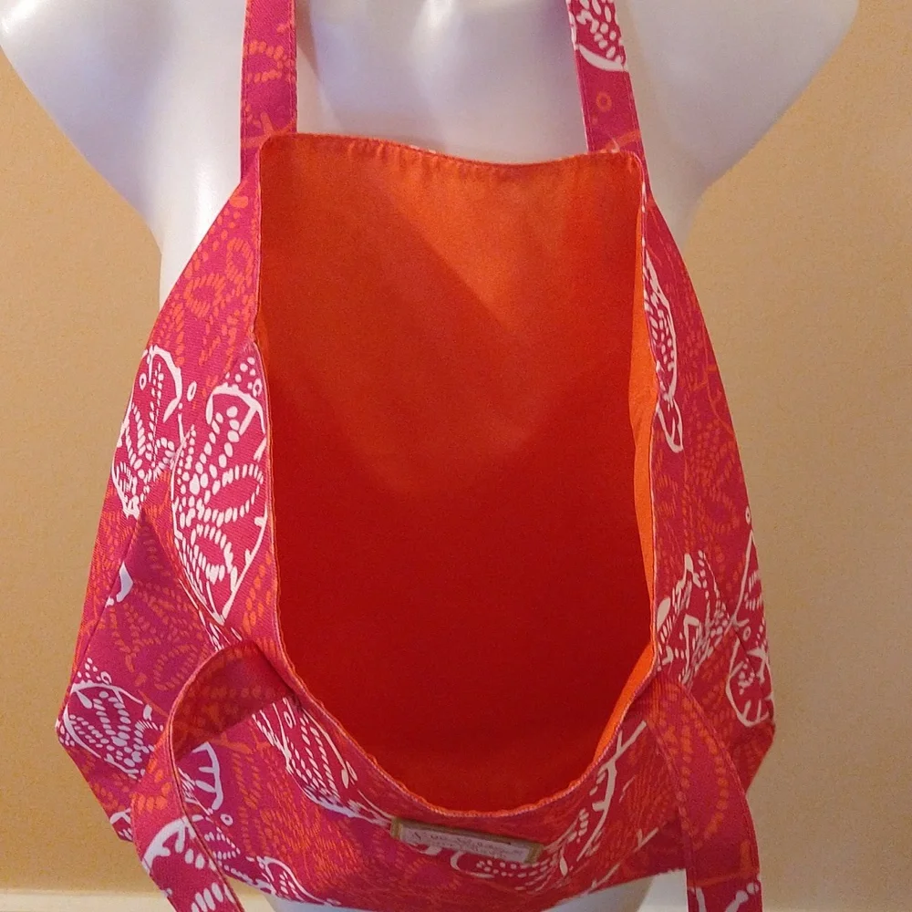 Lily Pulitzer pink print canvas print tote - Picture 3 of 5